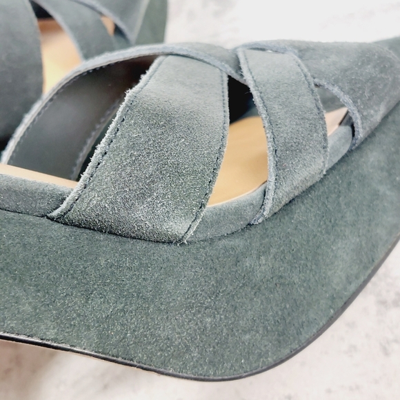 NEW Splendid Piper Brown Suede Heeled Platform Sandals W706 - Picture 12 of 14